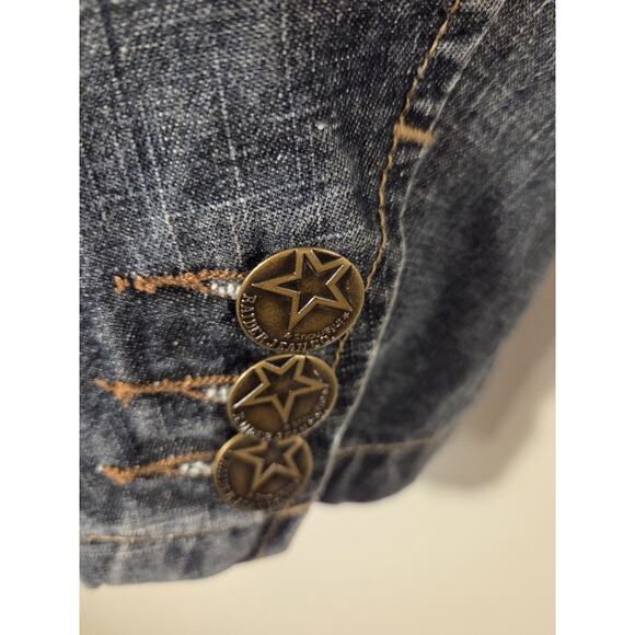 Raider Denim Jacket Mens XXLT Tall Chore Coat Farmhouse Utility Blue Distressed - Picture 3 of 12